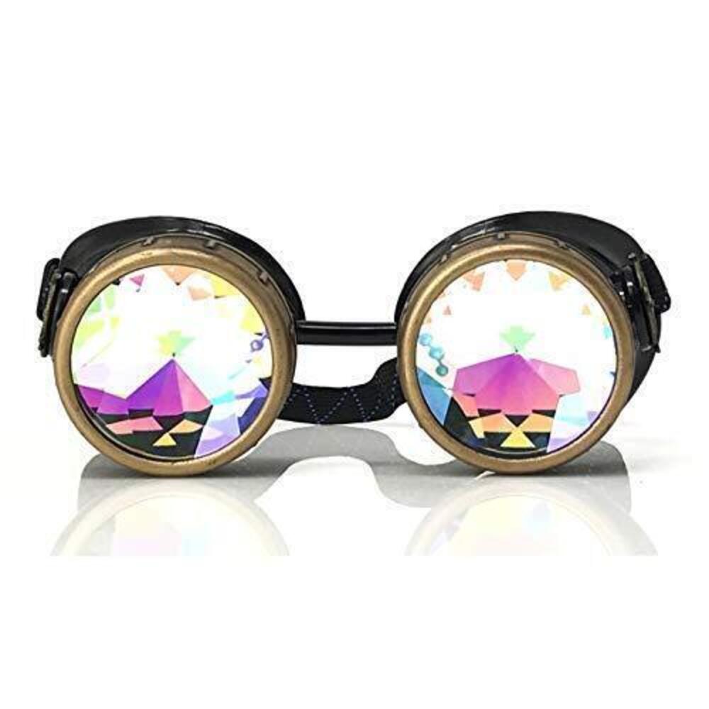 2253 3D Rainbow Prism Kaleidoscope Rave Glasses,Steampunk Victorian Style